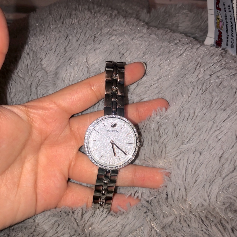 Swarovski silver watch w crystals around